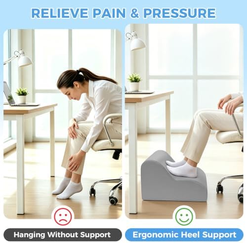 26D Foot Rest for Under Desk at Work, Ergonomic Memory Foam, Grey - Image 7