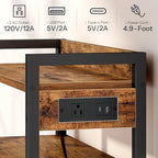 HOOBRO Printer Stand with Charging Station, 4-Tier Printer Table with Storage, Large Tall Printer Shelf, for Home Office, Kitchen, Living Room, Black and Rustic Brown BF13UPS01 - Image 7