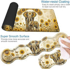 Desk Mat, Mouse Pad with Wrist Rest, 4-in-1 Large Mouse Pads for Desk, Ergonomic Mouse Pad and Keyboard Wrist Rest Gaming Keyboard Mat for Office,Sunflower Elephant - Image 3