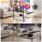 Clamp on Desk Shelf, 19in 3-Tier Desk Shelves Organizer with Under-Desk Hidden Storage Basket, Desktop Supplies Storage Rack for Home Workspace, Study Rooms,Gaming Devices - Image 5