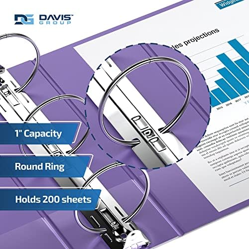 Premium Economy 3-Ring Binder, Spine Label, 1" Round Rings, Purple, 6 Pack - Image 2