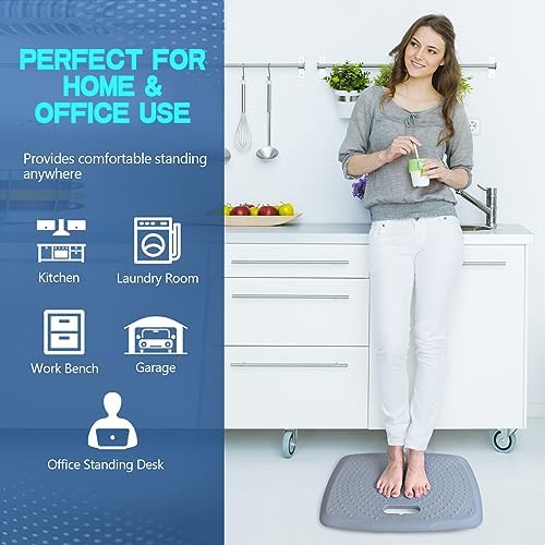 3/4 inch Anti Fatigue Standing Desk Mat, Portable Small Standing Pad with Handle, Waterproof Kitchen Floor Mat with Massage Points, Multi-Purpose Comfort Floor Mat (Denim, 17" x 22") - Image 5