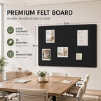 Black Large Felt Bulletin Board for Wall 72 x 48 Inch Frameless - Image 2