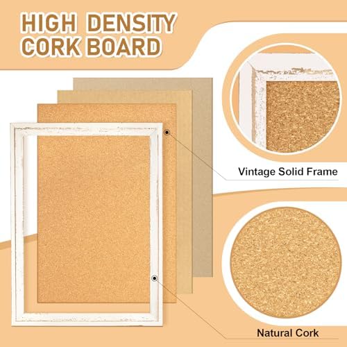 DOLLAR BOSS White Cork Board, 30" X 20" Rustic Framed Bulletin Board - Image 3