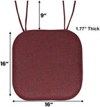 Sweet Home Collection Chair Cushion Memory Foam Pads with Ties Honeycomb Pattern Slip Non Skid Rubber Back Rounded Square 16" x 16" Seat Cover, Herringbone Burgundy, 12 Count (Pack of 1) - Image 3