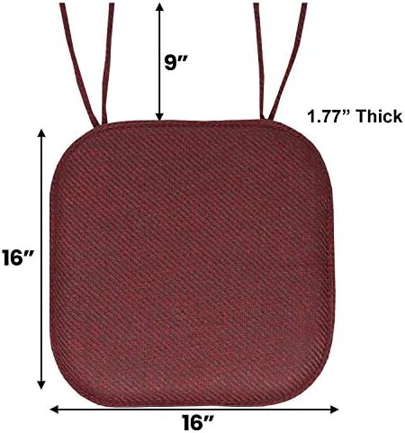 Sweet Home Collection Chair Cushion Memory Foam Pads with Ties Honeycomb Pattern Slip Non Skid Rubber Back Rounded Square 16" x 16" Seat Cover, 4 Count (Pack of 1) - Image 3