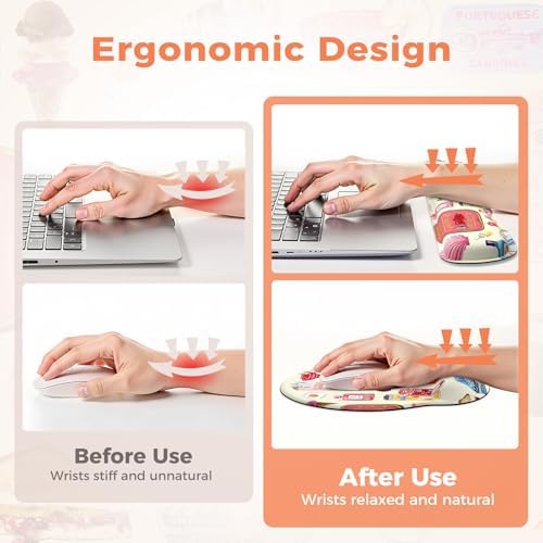 iLeadon Mouse Pad Set，Vintage Stickers Large Desk Mat with Wrist Rest - Image 3