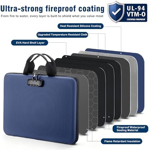 EXLIFBAG Fireproof Document Box with Lock, 13 Pocket Accordion File Folder - Image 3