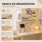 Leinuosen Desk Hutch for Dorm with Pegboard 2 Tier Dorm Desk Organizer - Image 6