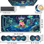 Keyboard Wrist Rest and Mouse Pad with Wrist Support Set Ergonomic Coaster,Memory Foam,Easy Typing Pain Relief,Large XL Desk Mat 31.5"x 11.8",Colorful Frog - Image 2