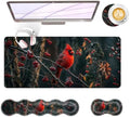 Large Keyboard Mouse Pad Set, Extended Mouse Pad+Keyboard Wrist Rest Support, Memory Foam Ergonomic Easy Typing, 4Pcs (31.5×11.8 in) Desk Pad Set for Office Home,Cardinal Bird by Unknown