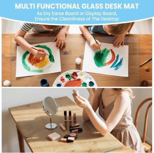 Tempered Glass Desk Pad with Beveled Edge, 24" x 18" Clear Office Desk Pad for Keyboard and Computer Monitor, Glass Desk Mat for Desktop Dry Erase - Image 6