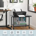 SwaaVee Printer Stand, 2-Tier Under Desk Printer Stand, Printer Cart with Wheels for Home, Office, Heavy-Duty Storage Shelf, Black - Image 7