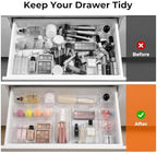 UFORU 14 Pcs Adjustable Clear Drawer Organizer for Makeup Bathroom DIY Desk - Image 3