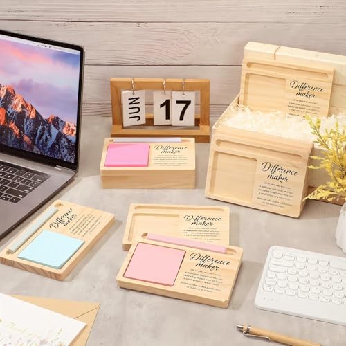 10 Pcs Back to School Teacher Appreciation Gifts Bulk Wooden Sticky Note Holder Motivational Thank Your Gift Inspirational Sticky Notes for Teacher Back to School (Difference) - Image 4