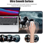 4 in 1 Ergonomic Memory Foam Mouse Pad Wrist Rest Set, Large XXL Gaming Desk Pad + Keyboard Wrist Rest + Mouse Wrist Cushion + Coaster for Home Office Study Gaming, Running Horses - Image 3