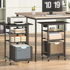 HOOBRO Printer Stand with Hanging File Drawer, Rolling Printer Cart on Wheels, Mobile Filing Cabinet Storage Shelf, Home Office Desk Side Organizer, Black BB17UPS01 - Image 6