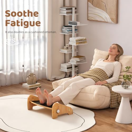 Under Desk Foot Rest, Adjustable Bamboo Ergonomic Footrest, 4 Heights - Image 4