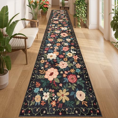 DUKINO 2x14 Runner Rug, Washable Long Kitchen Runner Rug Non Slip, Black - Image 3