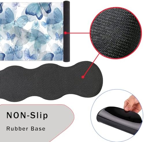Mouse Pad,Large Pink Desk Mat, 4in1 XXL Mousepad + Keyboard Wrist Rest+Mouse Wrist Rest+Coaster Set with Ergonomic Desk Pad for Home Office Table Computer-Blue Butterfly - Image 3
