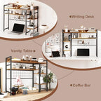 WAYTRIM Desk Shelf, Wood Desk Organizer Shelf 4 Tier Countertop Desktop Bookshelf Cubicle Storage Rack Top of Desk, Desk Hutch Dorm for Top of Desk Pegboard Hooks Set Desktop Display Rack (Brown) - Image 4