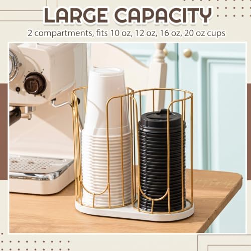 Geelin 18oz Adjustable Coffee Cup Dispenser with Wooden Base - Image 3