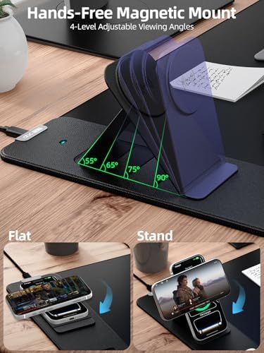 Wireless Charging Mouse Pad with Magnetic Phone Stand, 31.5"x15.8" Large - Image 4