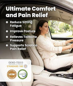Everlasting Comfort Car Seat Cushion for Driving - Orthopedic Car Cushion for Office, Travel, Gaming Chair Memory Foam Driver Booster for Short People, Non-Slip, Washable Cover, Back & Sciatica Relief - Image 2