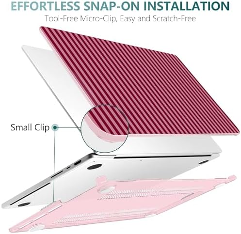 DONGKE Compatible with MacBook Pro 16 Inch Case (2026-2021 Release, M5 M4 M3 M2 M1 Pro/Max Chip), Plastic Hard Shell with Keyboard Cover & Screen Protector for MacBook Pro 16", Red & Pink Stripes - Image 6