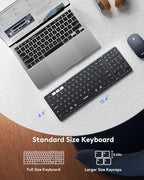 Foldable Keyboard and Mouse, Samsers Folding Bluetooth Keyboard Combo, 2.4G + BT5.0 x 2, Full-Size Portable Travel Keyboard & Rechargeable Wireless Mouse for Windows Android iOS Mac OS, Midnight - Image 3