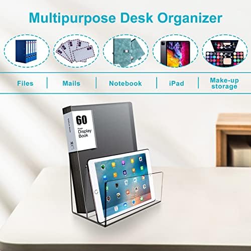 Boloyo Acrylic File Holder,2PC 2 Sections Clear File Organizer Mail Letter Sorter Desktop Folder Holder for Home Office School Envelope Bill Filling Paper Document - Image 4