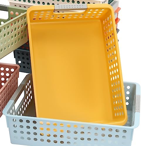 Turn In Trays Classroom,24 Pack Classroom Baskets For Classroom,Plastic Storage Baskets With Handles,Modern Colorful Organizer Baskets,Classroom Storage Bin Book Baskets For Pencils Storage - Image 6