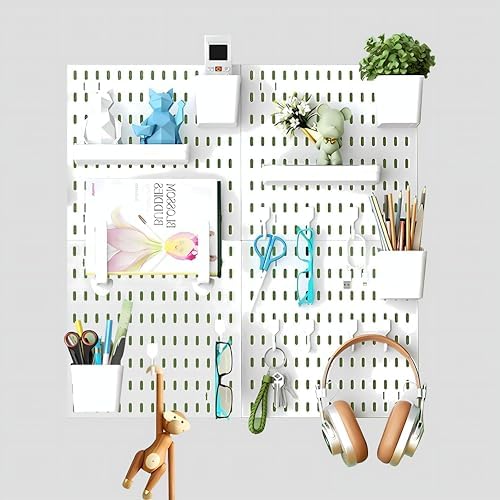 Pegboard Combination Kit, Modular White Wall Organizer by Hellpnoom