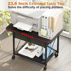 EasyCom Large Printer Stand with Fabric Storage Drawer and Locking Wheels - Image 2