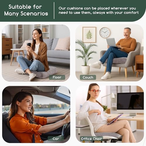 HIGOGOGO Tufted Corduroy Recliner Seat Cushion for Elderly, High Density Foam Large Square Seat Cushion for Recliner Chair, Floor Pillow, Office Chair, Car, No Pressure on Thighs, 20x20x4 - Image 7