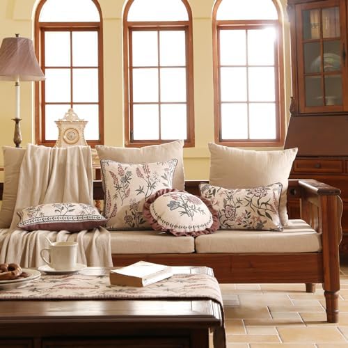 ISAENNE Designer Linen Throw Pillow Cover,Set of 2,Diameter 16"-Helena D - Image 3