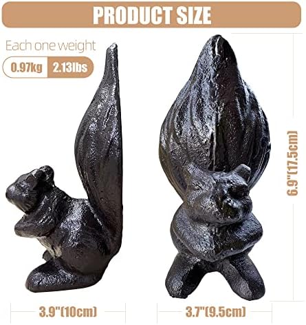 Cute Squirrel Cast Iron Bookends 2PCS, Heavy‑Duty Decorative Book Stoppers - Image 2