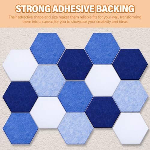 6.7 x 5.9 in 16 Pcs Hexagon Cork Board Tiles, Felt Pin Boards, Blue - Image 6
