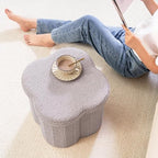 B FSOBEIIALEO Storage Ottoman Cube, 15" Flower Shaped Ottomans, Grey - Image 2