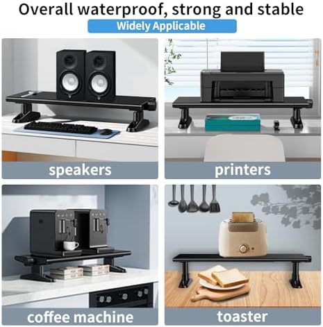 Computer Monitor Stand Riser for Desk,4.4-5.7 Inches Freely Height Adjustable with Cellphone Holder,Multi-Purpose Desktop Organizer Monitor Stands Riser for Computer,Laptop,Printer,TV (BLack) - Image 6