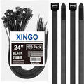 XINGO 24 Inch Black Zip Ties Heavy Duty 120 Pack, 330 LBS Ultra Exclusive Strong Plastic Wire Ties, Large Cable Ties Extra Long Tie Wraps For Indoor and Outdoor Use by XINGO