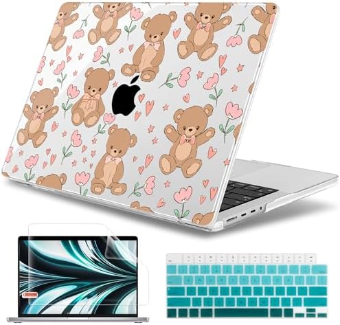May Chen for 2026 MacBook Pro 14-inch M5 M4 M3 M2 M1 Pro/Max Chip, Release 2026 2025-2021, Model A3427 A3426 A3434 A3112 A3401 A3185, Plastic Hard Shell with Keyboard Cover, Cute Teddy Bear by MayChen