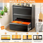INTERGREAT Lateral File Cabinet 3 Drawer, Metal File Cabinets for Home Office, Locking File Cabinet for Letter/Legal/F4/A4 Size Hanging Files, Easy Assembly, Black - Image 5