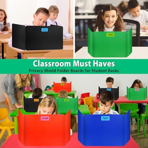 24 Pcs Colorful Desk Dividers for Students, Waterproof Durable Plastic Testing Dividers Privacy Folders for classroom, Easy to Clean, Desk Privacy Panel Classroom Shield Folder Boards Teacher Supplies - Image 4