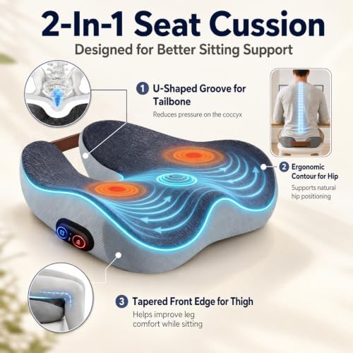 2-in-1 Rechargeable Heated Seat Cushion with Vibration Massager - Image 5