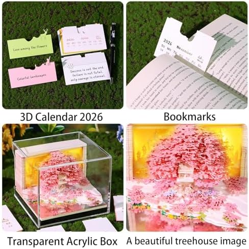 3D Time Piece Calendar 2027 With 52 Weekly Calendars, 3D memo pad tear away calendar 2027, Artsy Pads Suitable for Room and Office Desktop Decoration, Gift Giving (Pink Tree) - Image 5