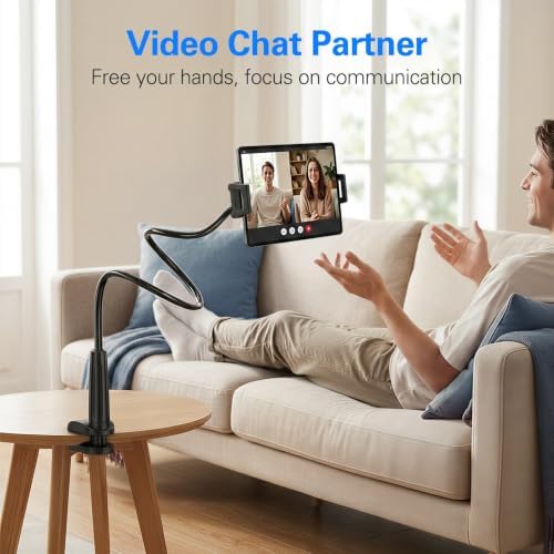 MAGIPEA Gooseneck Tablet Holder for Bed, 34in Reinforced Flexible Arm Tablet Stand with 360° Rotation, Hands-Free Clamp Mount for 4.7–13" iPad, Kindle, Galaxy Tab, Switch - Image 6