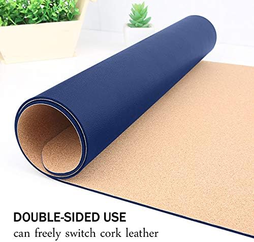 Desk Mat, Waterproof Desk Pad Protector, Eco-Friendly Natural Cork & Leather Double-Sided Office Desk Mat Mouse Pad, Smooth Surface Soft Desk Writing Mat for Office Home Work Game (Blue, 47x24Inch) - Image 2