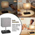 Kakanuo Grey Bedside Table Lamps Set of 2 - Dimmable, USB C+A, 2 AC Outlets - Image 3