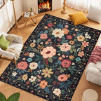 DUKINO 6x9 Area Rugs, Floral Washable Rug for Bedroom Non Slip, Black - Image 6